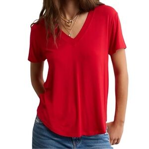 NWT LAMade V-Neck Short Sleeve T-Shirt Tomato Red M